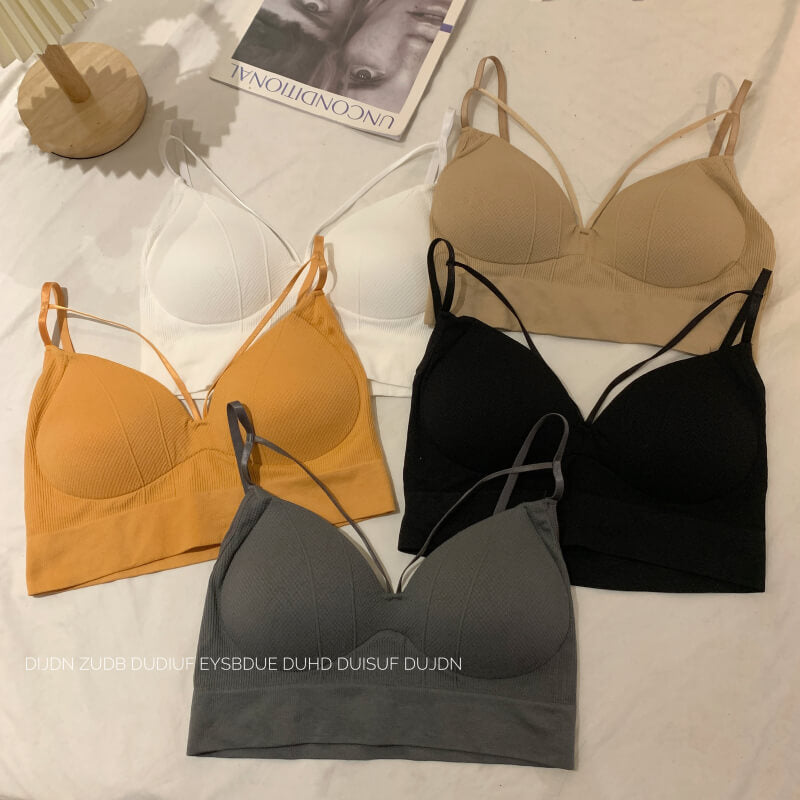 sexy v-neck camisole, push-up bandeau top, summer innerwear outerwear, slim fit camisole, black white khaki cami, OOTDAY cami top