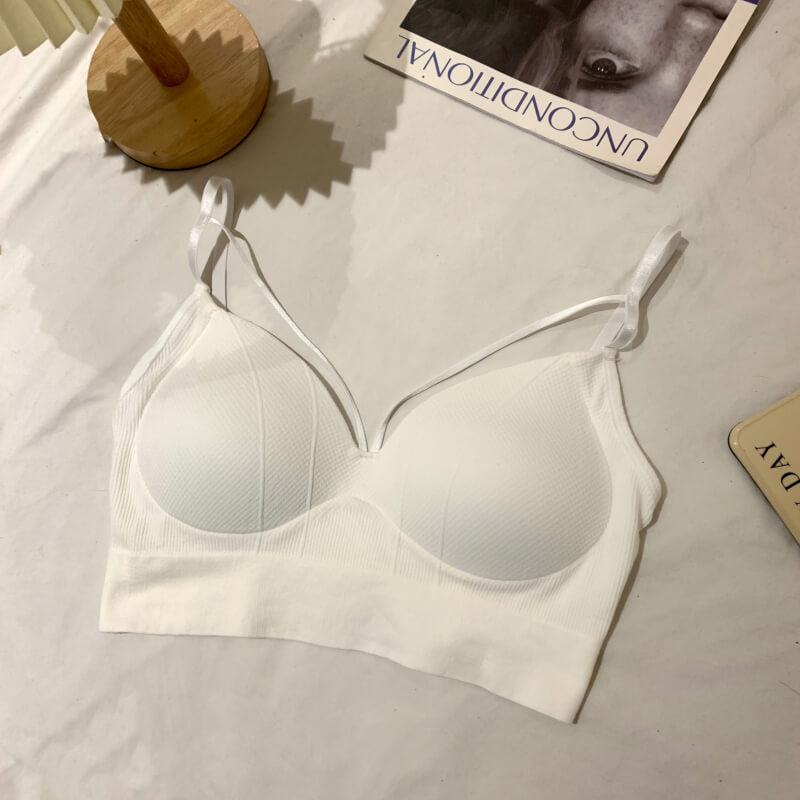 sexy v-neck camisole, push-up bandeau top, summer innerwear outerwear, slim fit camisole, black white khaki cami, OOTDAY cami top