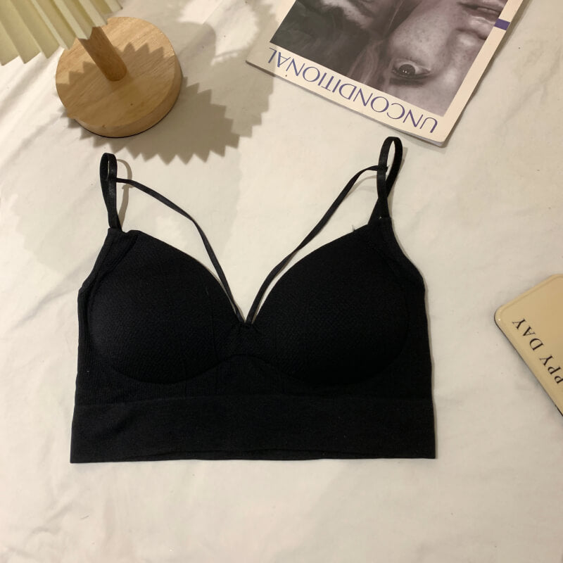 sexy v-neck camisole, push-up bandeau top, summer innerwear outerwear, slim fit camisole, black white khaki cami, OOTDAY cami top