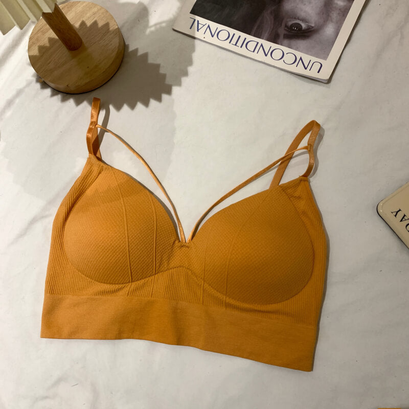 sexy v-neck camisole, push-up bandeau top, summer innerwear outerwear, slim fit camisole, black white khaki cami, OOTDAY cami top