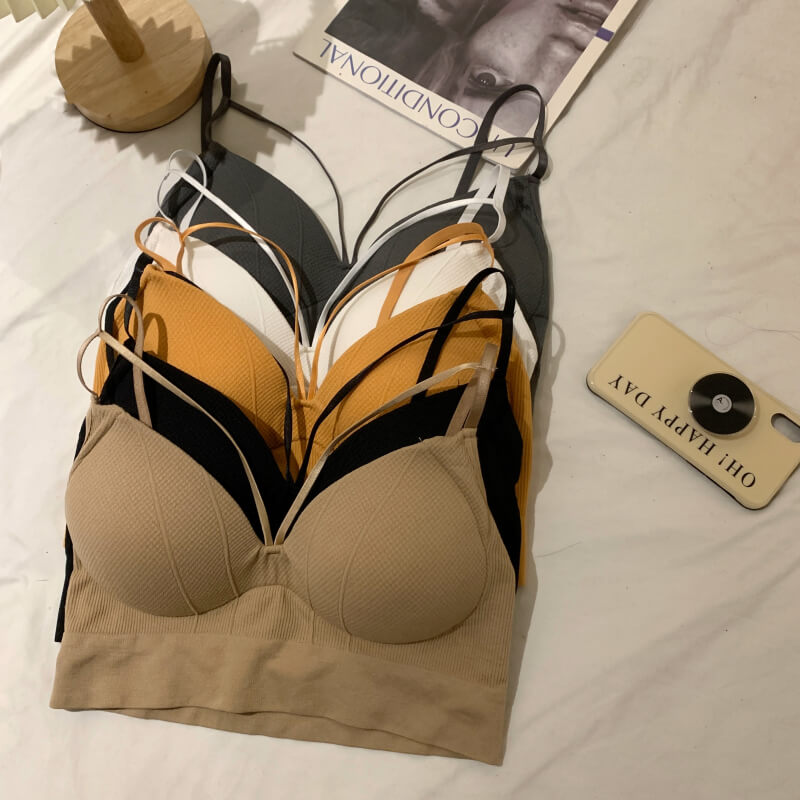 sexy v-neck camisole, push-up bandeau top, summer innerwear outerwear, slim fit camisole, black white khaki cami, OOTDAY cami top