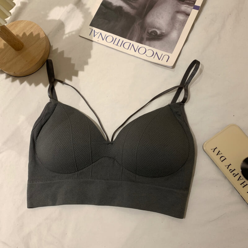sexy v-neck camisole, push-up bandeau top, summer innerwear outerwear, slim fit camisole, black white khaki cami, OOTDAY cami top