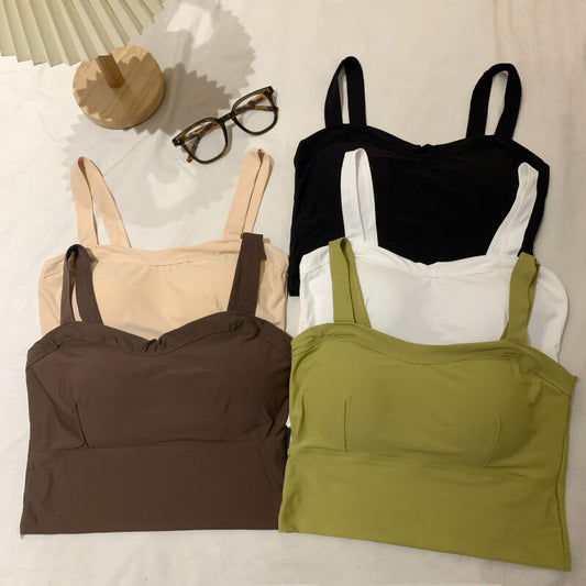 ice silk yoga camisole, sports bra tank for women, built-in bra workout top, breathable camisole OOTDAY