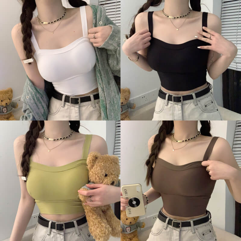 ice silk yoga camisole, sports bra tank for women, built-in bra workout top, breathable camisole OOTDAY