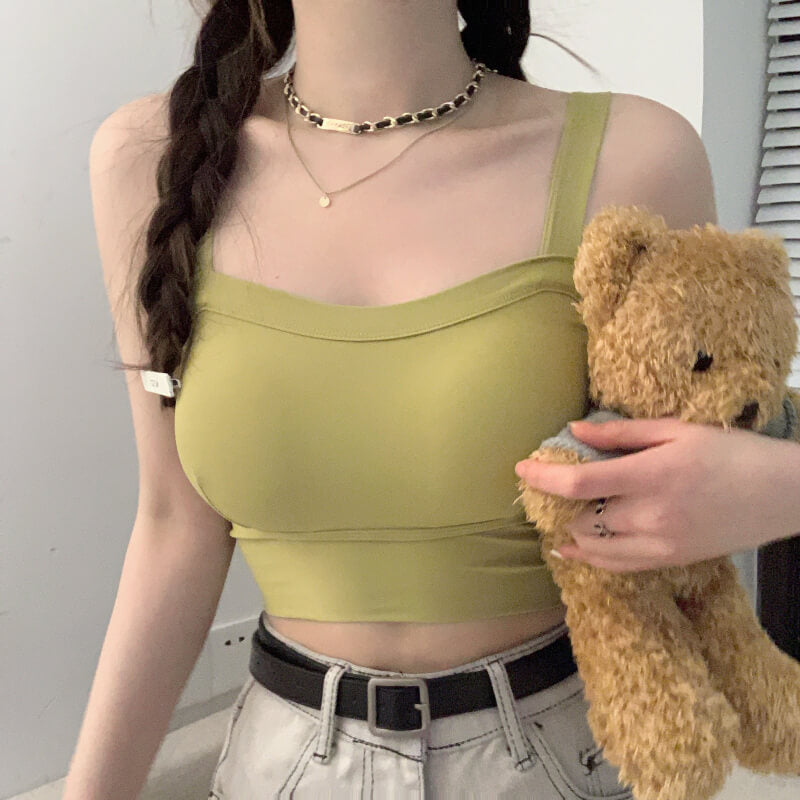 ice silk yoga camisole, sports bra tank for women, built-in bra workout top, breathable camisole OOTDAY