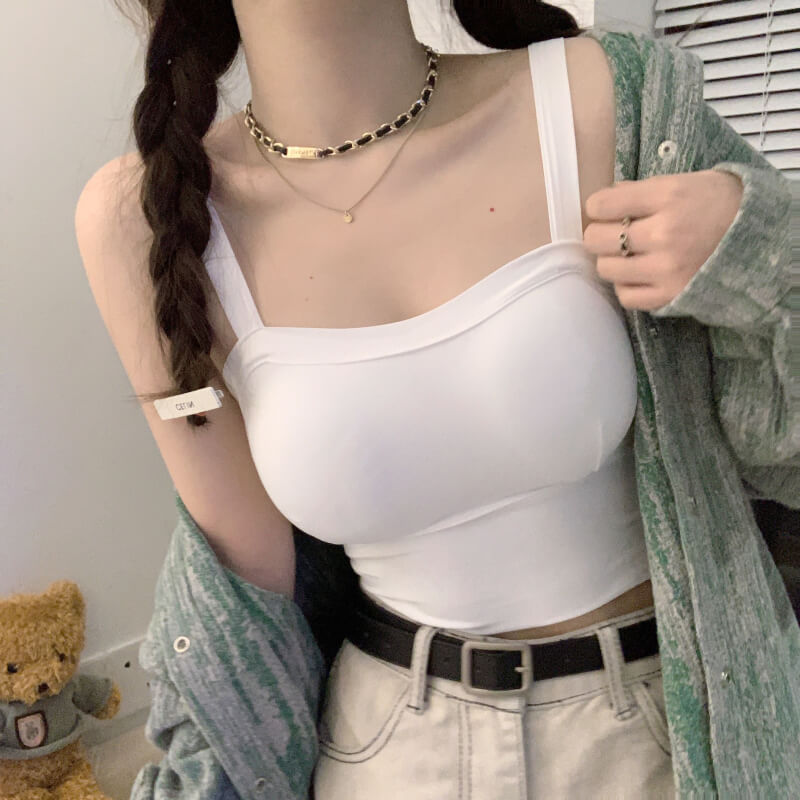 ice silk yoga camisole, sports bra tank for women, built-in bra workout top, breathable camisole OOTDAY