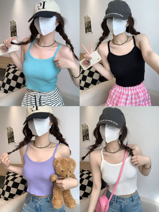 slim knit camisole, summer tank top for women, trendy cropped knit top, OOTDAY camisole 2025