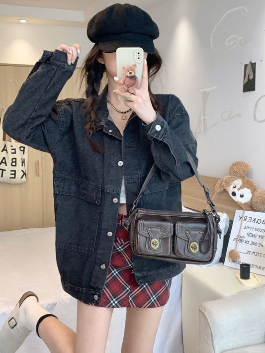 OOTDAY Korean Denim Jacket – Loose Vintage Streetwear Student Style