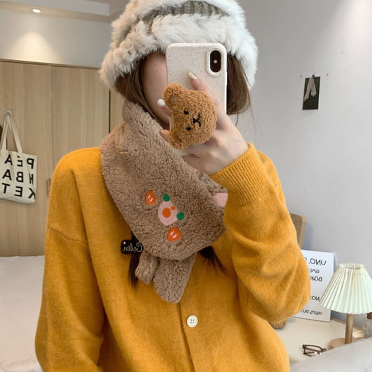 OOTDAY Blush Bunny Scarf – Cute Winter Fleece Neck Warmer for Girls