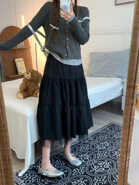 OOTDAY Sweet Tiered Mesh Skirt – Korean Style Preppy A-Line Skirt for Summer