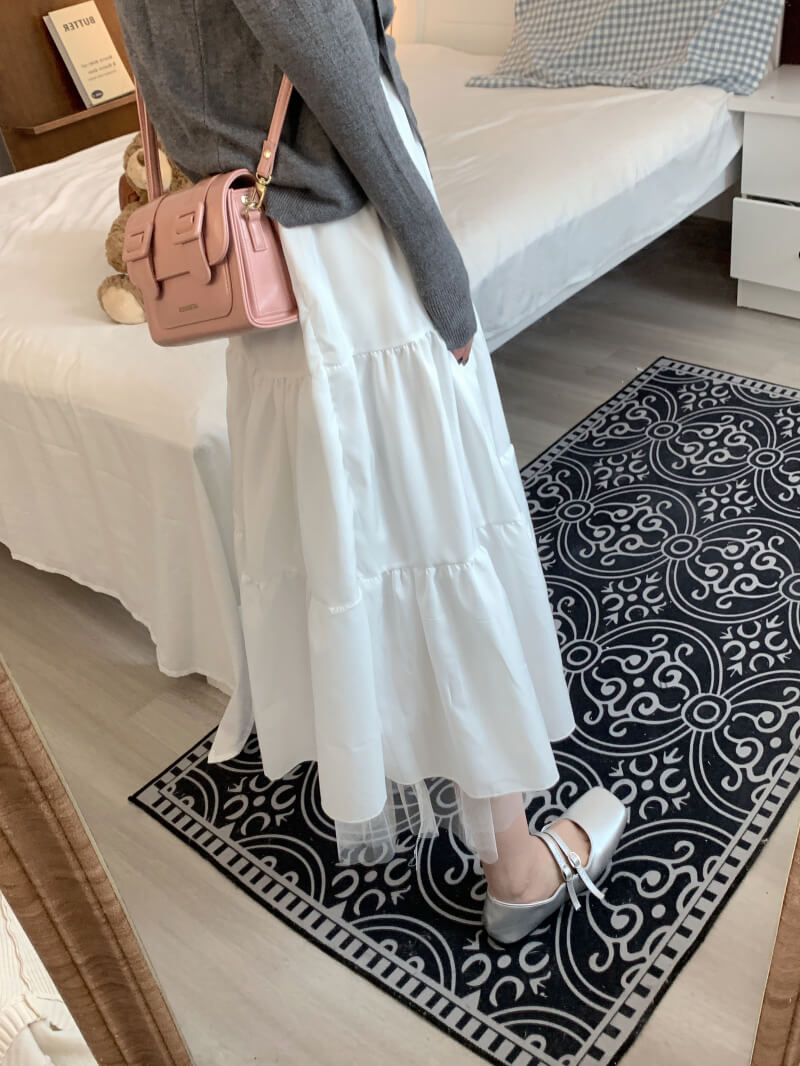 OOTDAY Sweet Tiered Mesh Skirt – Korean Style Preppy A-Line Skirt for Summer