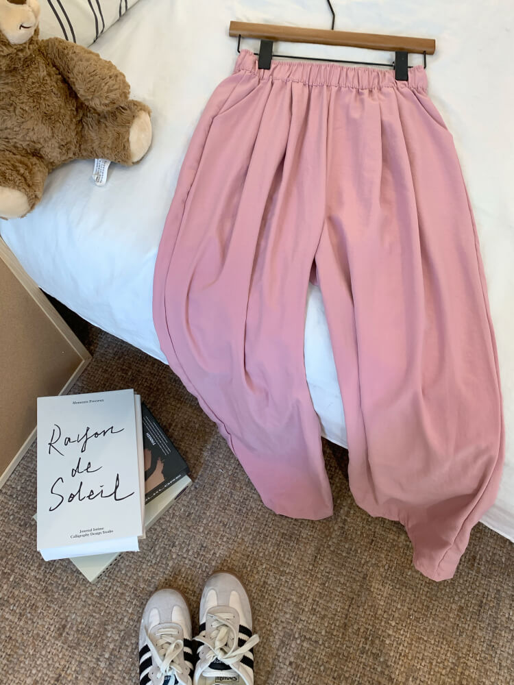 OOTDAY ice silk wide-leg pants, Japanese summer trousers for women, minimalist crinkle pants, high waist loose pants, pastel wide leg trousers 2025