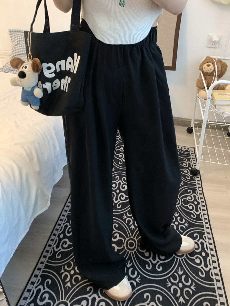 OOTDAY ice silk wide-leg pants, Japanese summer trousers for women, minimalist crinkle pants, high waist loose pants, pastel wide leg trousers 2025