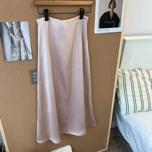 satin fishtail skirt set, acetate two-piece summer outfit, French elegant skirt and tee, high waist summer skirt, OOTDAY outfit