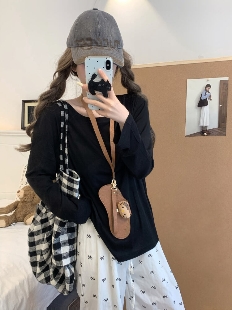 Tencel knit tee, summer layering shirt, lightweight loose tee, OOTDAY crewneck top, sweet Korean fashion