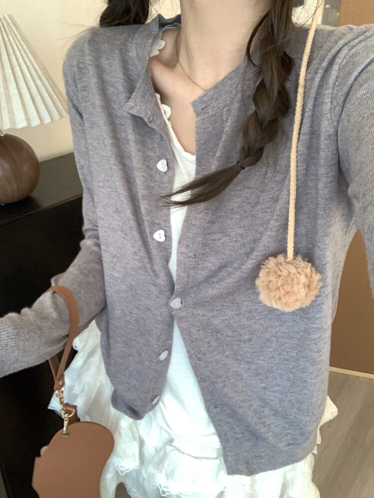 lightweight slim knit cardigan for early fall, sweet button-up sunproof sweater, OOTDAY cardigan for girls