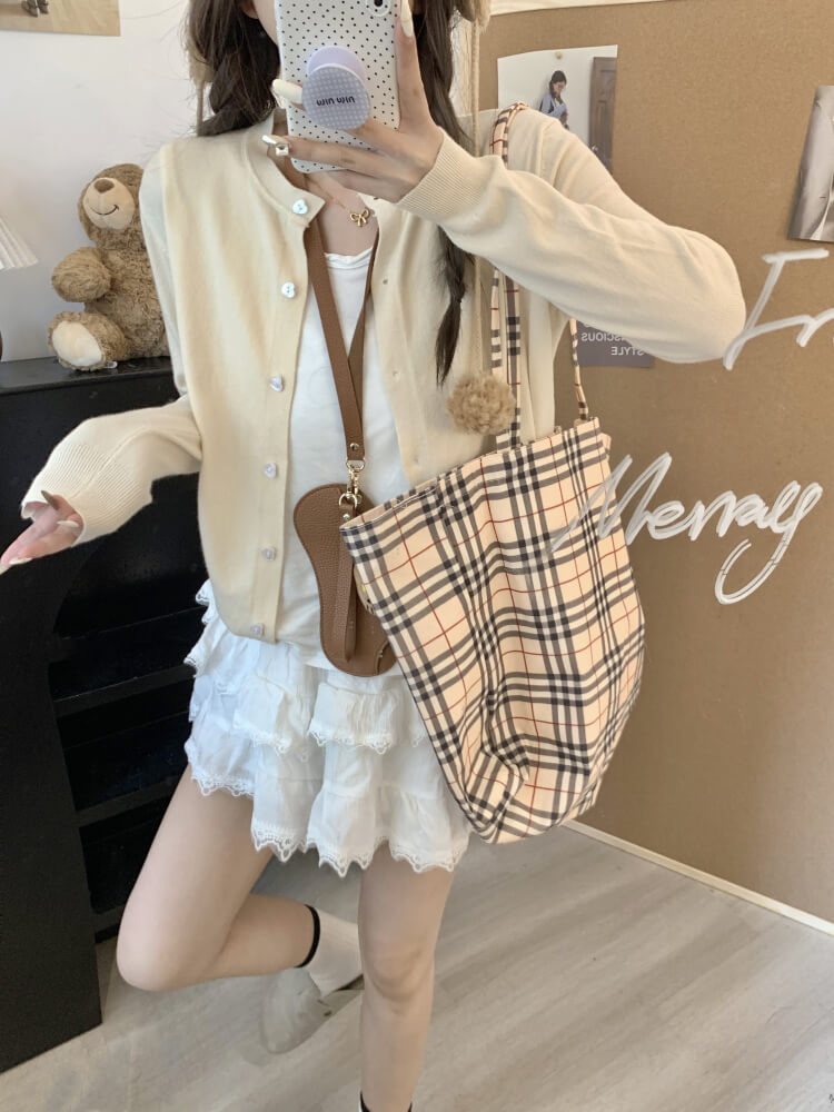 lightweight slim knit cardigan for early fall, sweet button-up sunproof sweater, OOTDAY cardigan for girls