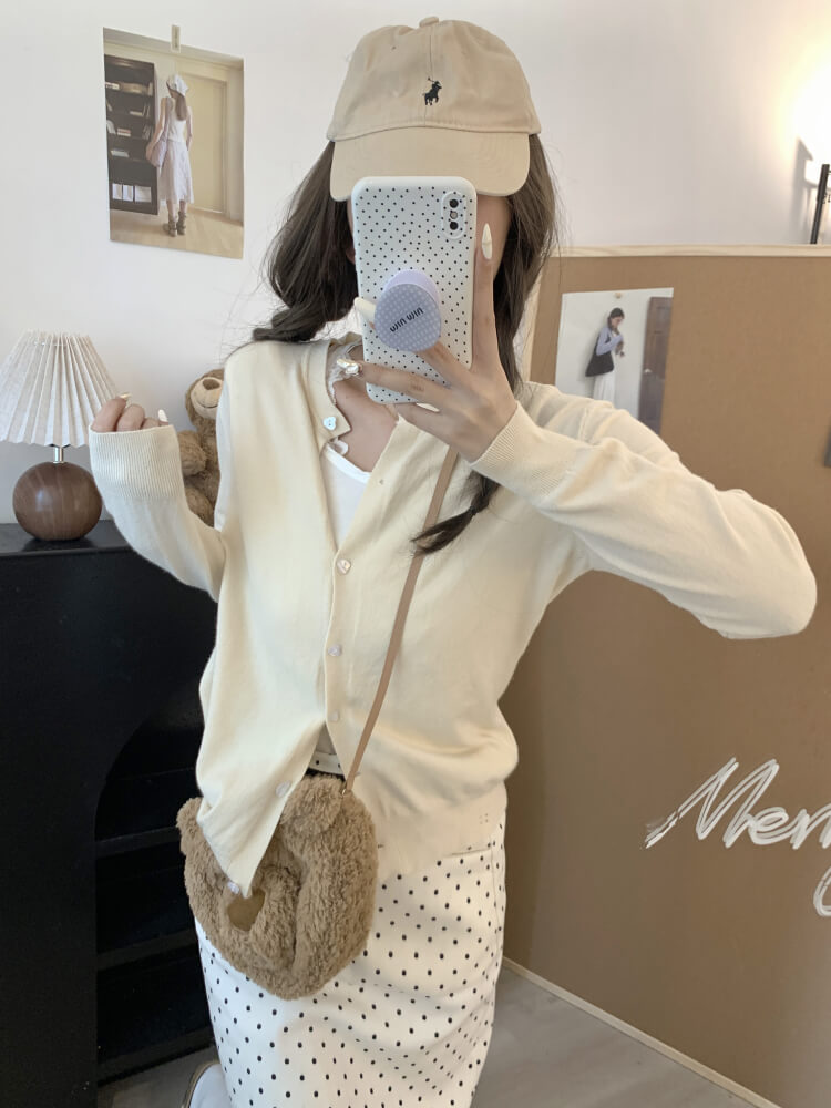 lightweight slim knit cardigan for early fall, sweet button-up sunproof sweater, OOTDAY cardigan for girls