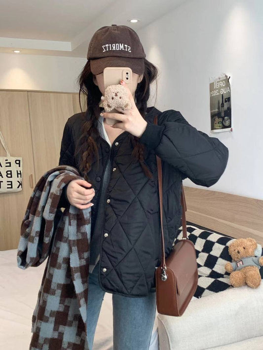OOTDAY Korean puffer jacket, short down jacket for women, winter warm outerwear, high neck duck down coat, Korean casual winter coat