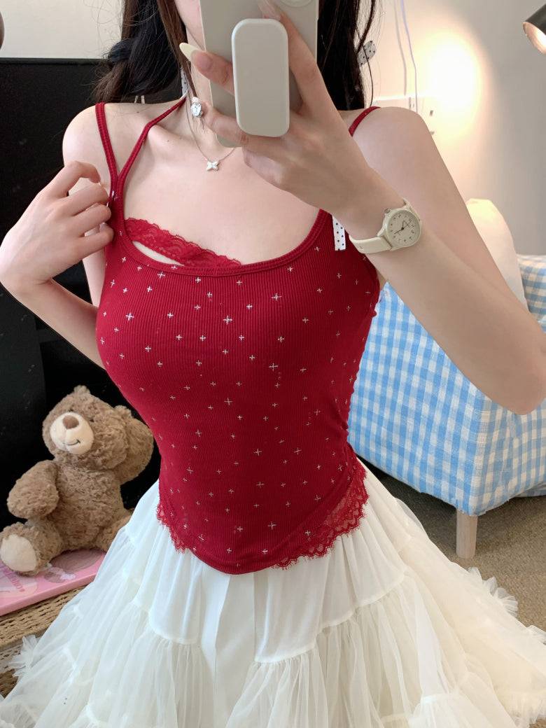 built-in bra camisole for women, slim fit tank top, knit summer camisole, OOTDAY layering tank, sleeveless innerwear with bra pad