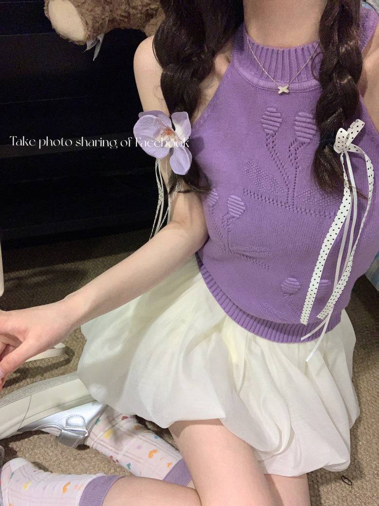 halter knit tank top for women, sexy backless camisole, Korean slim fit halter top, OOTDAY summer knitwear, pure desire style tank