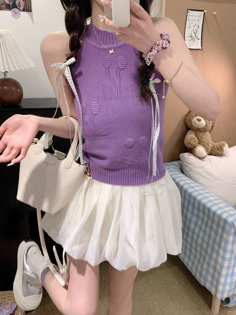 halter knit tank top for women, sexy backless camisole, Korean slim fit halter top, OOTDAY summer knitwear, pure desire style tank