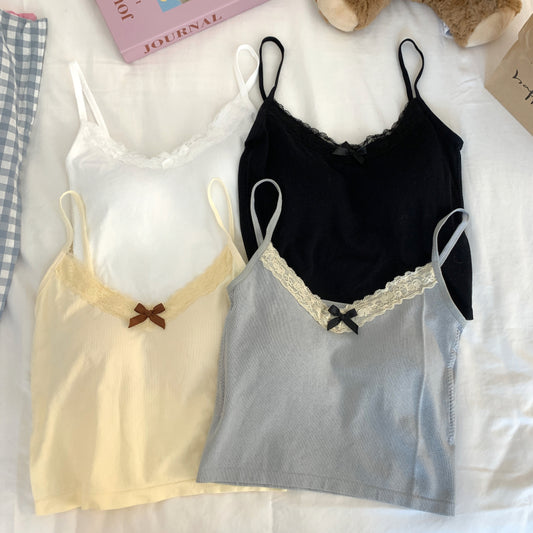 lace trim camisole top, sexy slim fit tank top, black lace cami, summer layering tank, stylish lace camisole