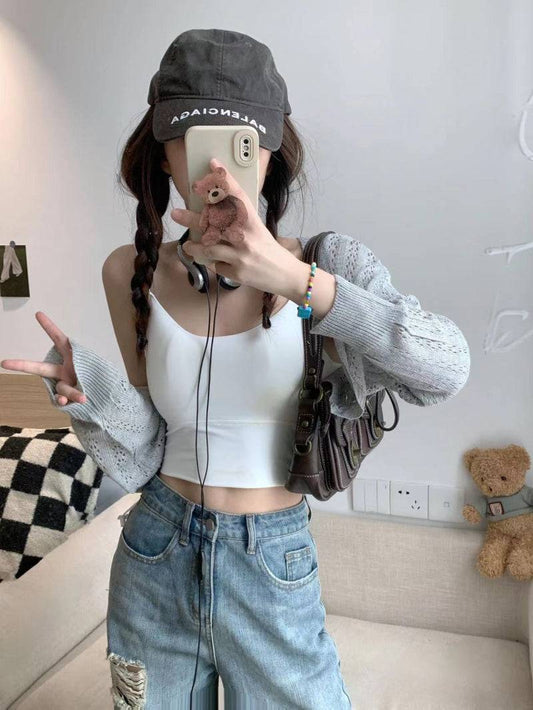 knit summer cardigan, korean loose cardigan, batwing sleeve shawl, soft girl fashion outerwear, lightweight sun protection top