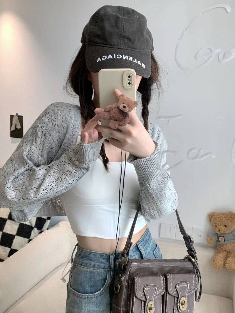 knit summer cardigan, korean loose cardigan, batwing sleeve shawl, soft girl fashion outerwear, lightweight sun protection top