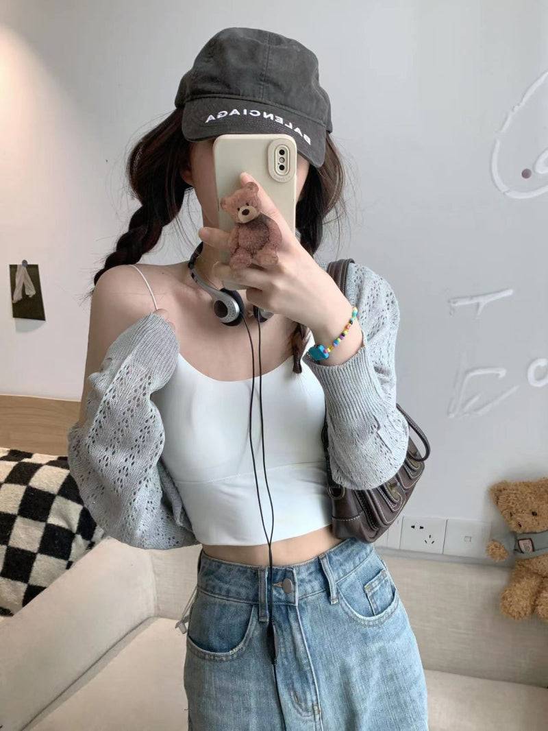 knit summer cardigan, korean loose cardigan, batwing sleeve shawl, soft girl fashion outerwear, lightweight sun protection top