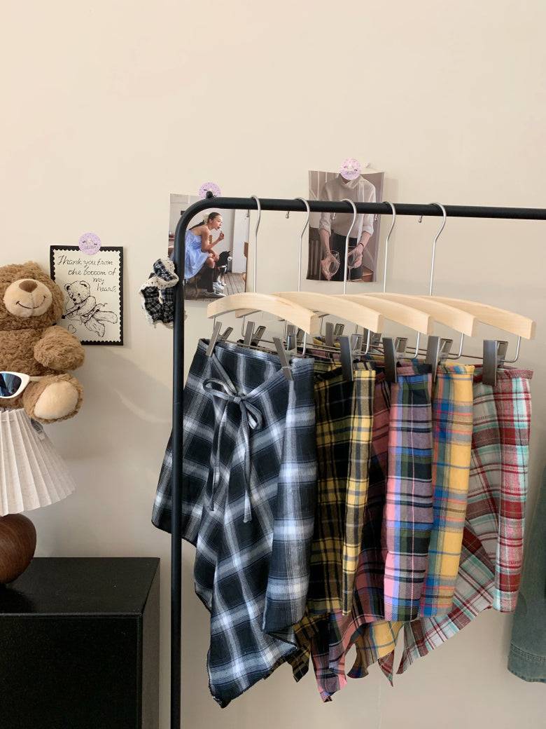 plaid skirt belt, layered wrap-around hip cover, y2k style waist wrap, preppy plaid skirt accessory, high street fashion belt