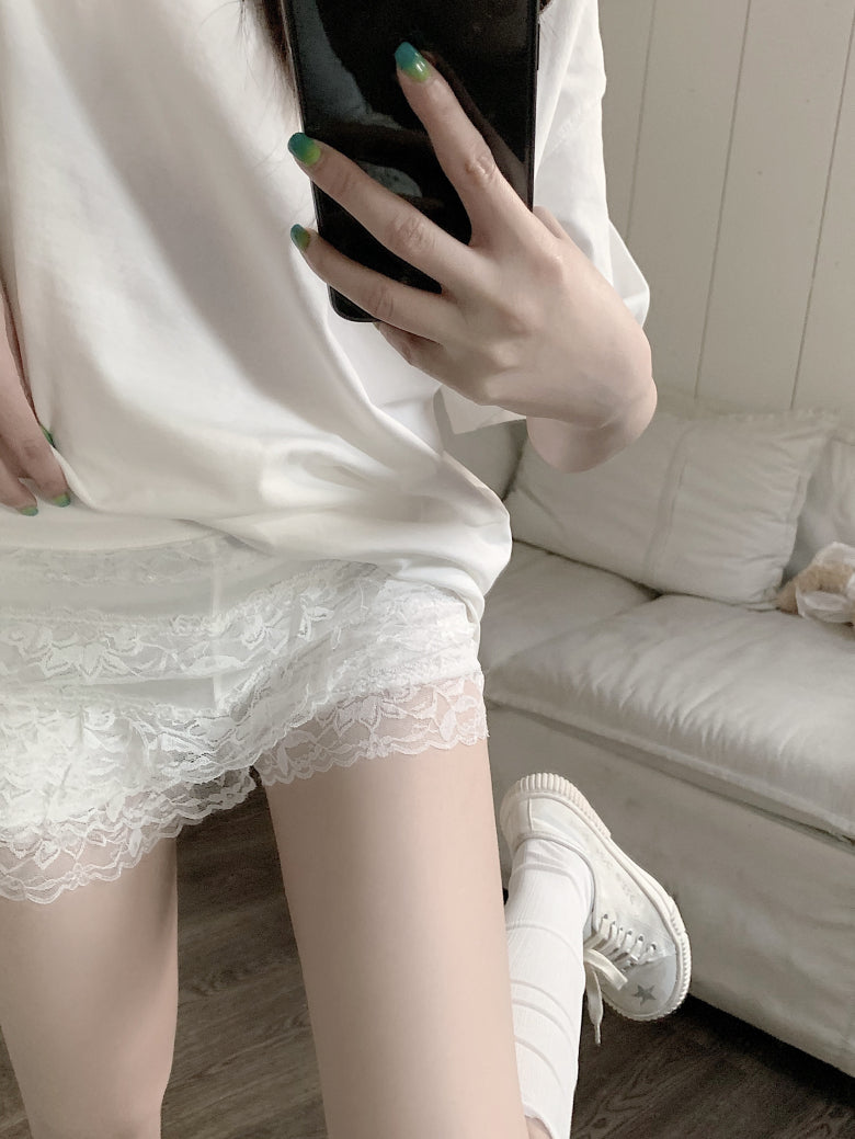 OOTDAY lace safety shorts, modal undershorts for women, anti-exposure short leggings, sweet layered shorts, summer lace trim boxer shorts