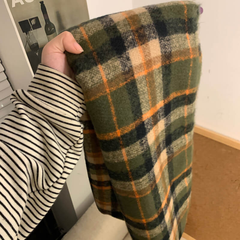 retro plaid scarf, british style unisex scarf, OOTDAY winter scarf, Yuqii-inspired scarf, cashmere feel plaid wrap