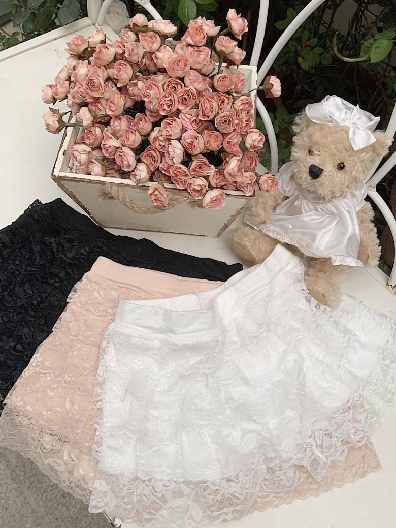 OOTDAY lace safety shorts, modal undershorts for women, anti-exposure short leggings, sweet layered shorts, summer lace trim boxer shorts