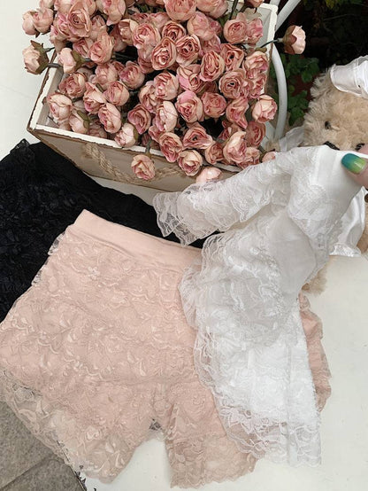 OOTDAY lace safety shorts, modal undershorts for women, anti-exposure short leggings, sweet layered shorts, summer lace trim boxer shorts