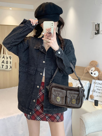 OOTDAY Korean Denim Jacket – Loose Vintage Streetwear Student Style