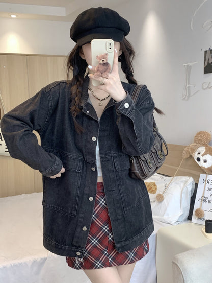 OOTDAY Korean Denim Jacket – Loose Vintage Streetwear Student Style