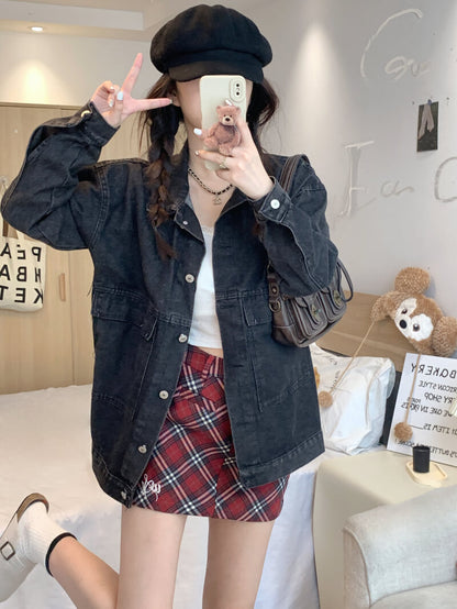 OOTDAY Korean Denim Jacket – Loose Vintage Streetwear Student Style