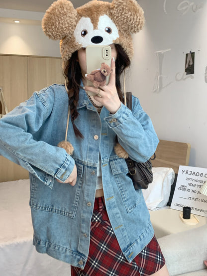 OOTDAY Korean Denim Jacket – Loose Vintage Streetwear Student Style