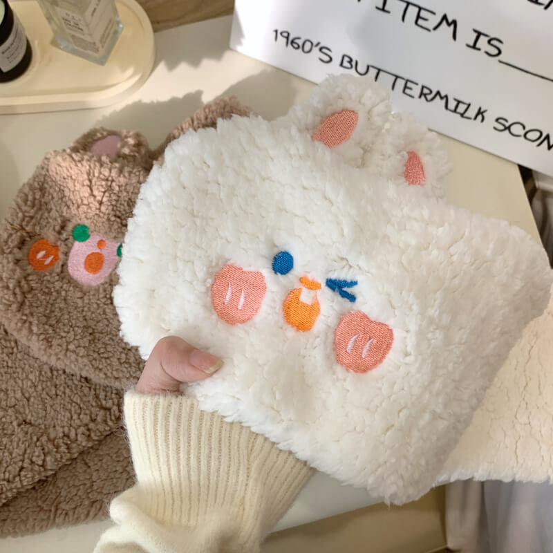 OOTDAY Blush Bunny Scarf – Cute Winter Fleece Neck Warmer for Girls