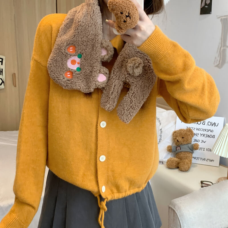 OOTDAY Blush Bunny Scarf – Cute Winter Fleece Neck Warmer for Girls
