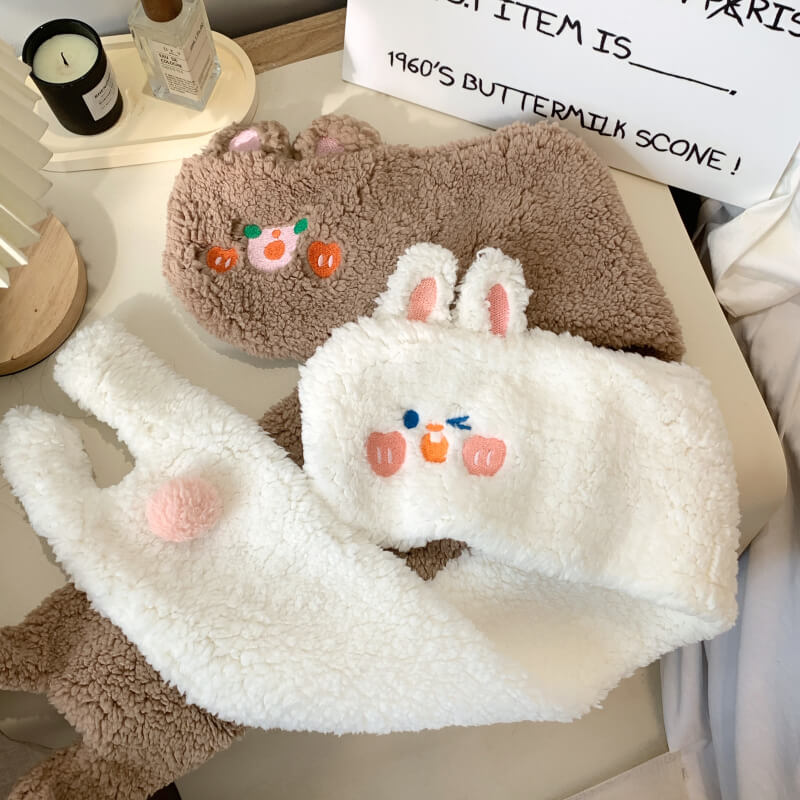 OOTDAY Blush Bunny Scarf – Cute Winter Fleece Neck Warmer for Girls