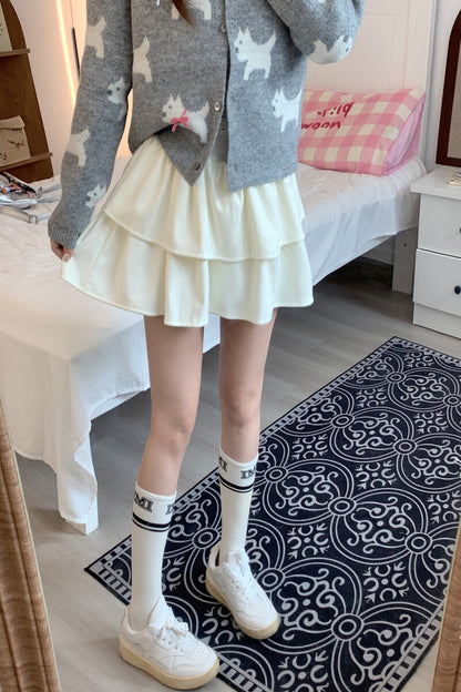 OOTDAY Sweet Ruffled Puff Mini Skirt – High Waist A-Line Skirt