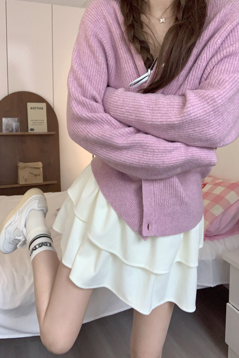 OOTDAY Sweet Ruffled Puff Mini Skirt – High Waist A-Line Skirt