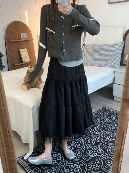 OOTDAY Sweet Tiered Mesh Skirt – Korean Style Preppy A-Line Skirt for Summer