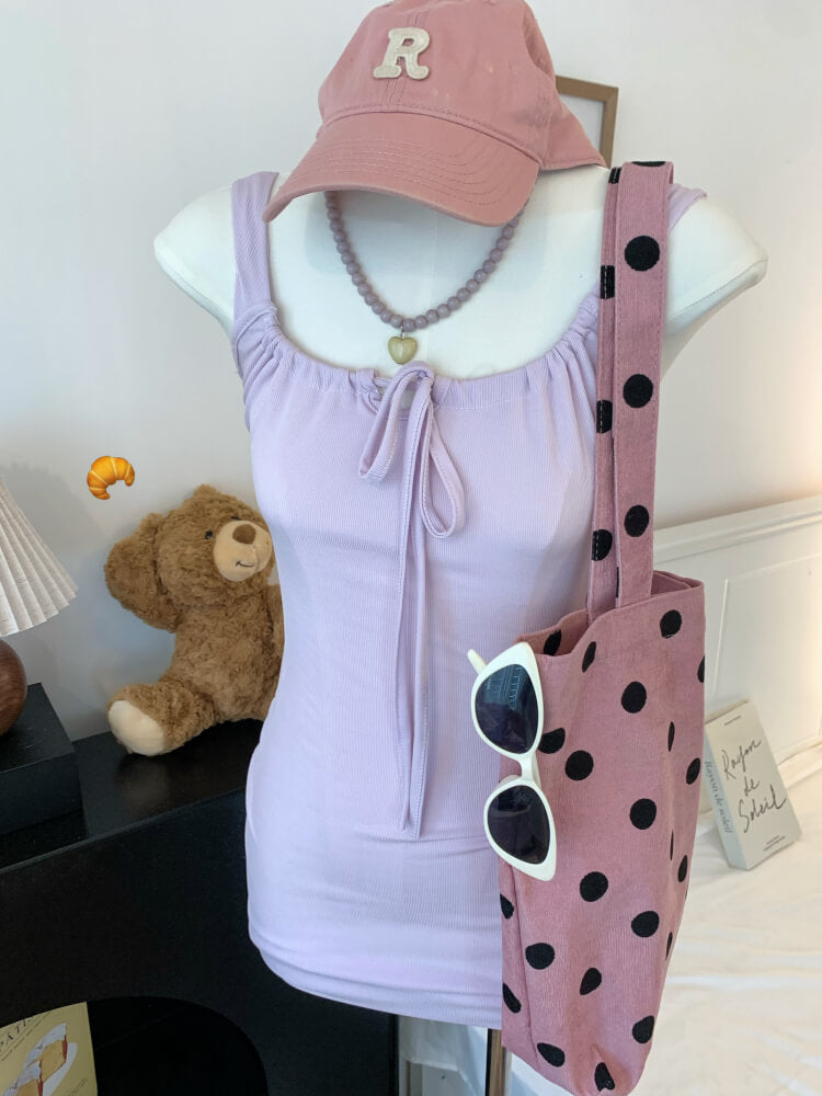 OOTDAY Slim Knit Camisole Dress in Yellow, Purple, and Blue – Sweet Sexy Mini Dress for Summer