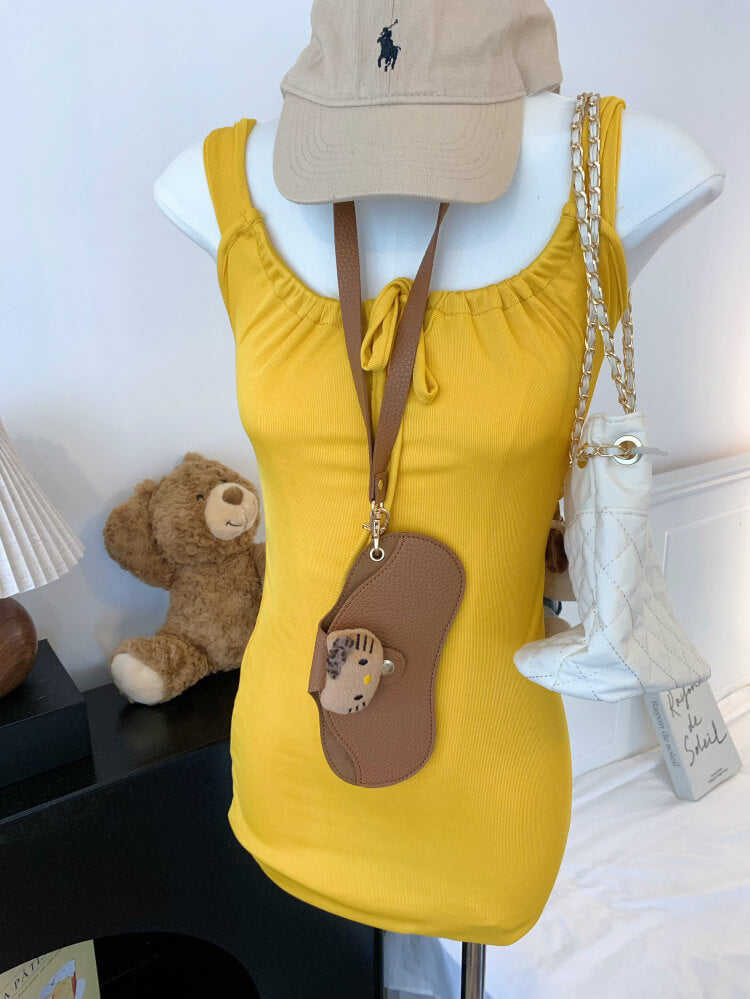 OOTDAY Slim Knit Camisole Dress in Yellow, Purple, and Blue – Sweet Sexy Mini Dress for Summer