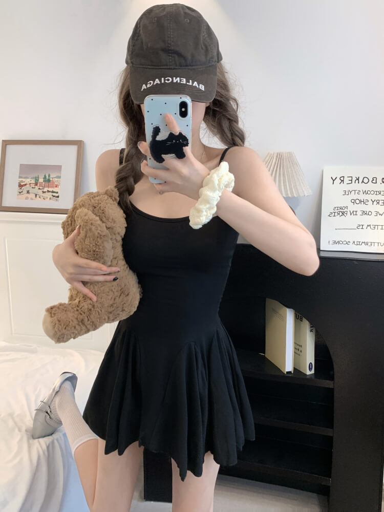 OOTDAY Gray Slim-Fit Camisole Dress and Cardigan Set – Summer Sexy Outfit for Girls