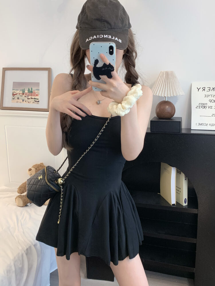 OOTDAY Gray Slim-Fit Camisole Dress and Cardigan Set – Summer Sexy Outfit for Girls