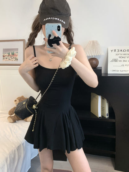 OOTDAY Gray Slim-Fit Camisole Dress and Cardigan Set – Summer Sexy Outfit for Girls